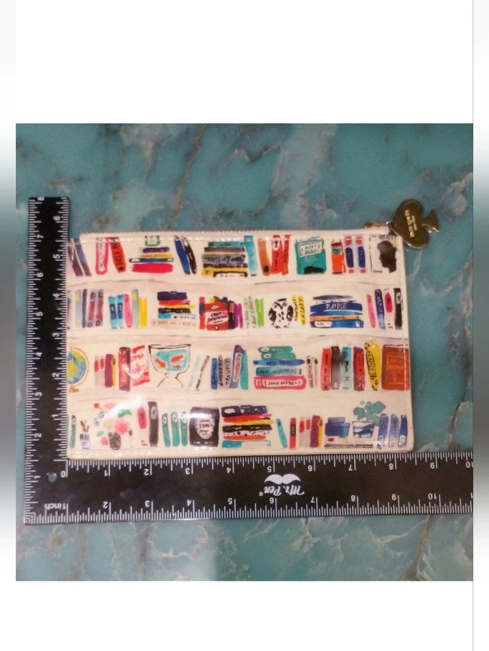 Kate Spade Bella Bookshelf Pencil Pouch Book Print Cosmetic Bag Accessories
